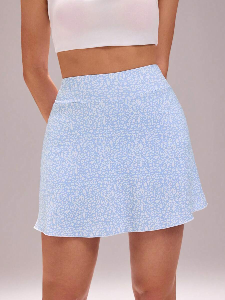 Sovereign Charm Women's All-Over Print Casual Versatile Daily Outdoor Sports Mini Skirt - Blue - View 1
