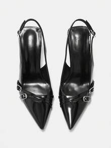 CUCCOO CURVES Women Shoes Women's Pointed Buckle Design Daily Versatile Fashion High Heel Shoes - Black - View 2