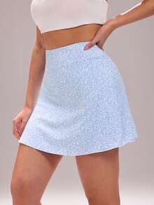 Sovereign Charm Women's All-Over Print Casual Versatile Daily Outdoor Sports Mini Skirt - Blue - View 3