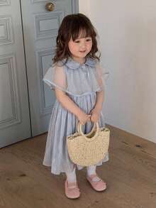 DAZY Toddler Girls' Korean Style Collar Mesh Party Birthday Dress - Grey - View 1