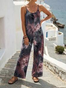 Faunlyn Mono de tirantes de pierna ancha de tie dye - Multicolor - Ver 6
