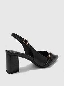CUCCOO BIZCHIC Sepatu hak tinggi model slingback wanita yang simpel, elegan, dan serbaguna untuk bekerja dan bepergian. Sepatu musim semi. - Hitam murni - View 9
