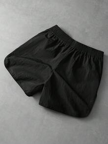 Manfinity Roghcode Men's Letter Print Boxing Shorts, Side Slit Sports Shorts, Fitness Shorts Black Graphic Shorts Gym Shorts Running Shorts Black Shorts - Black - View 2