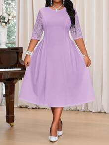 Fleurora Plus Size V-Day Dress, Valentine's Festival Outfit For Women, Summer Dress Flowy Dress - Mauve Purple - View 5