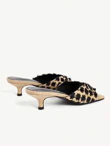 CUCCOO CHICEST Women's Black & Beige Square Toe Stiletto Heel Casual Slip-On Mules, Versatile For Summer Wedding Shoes - Apricot - View 10