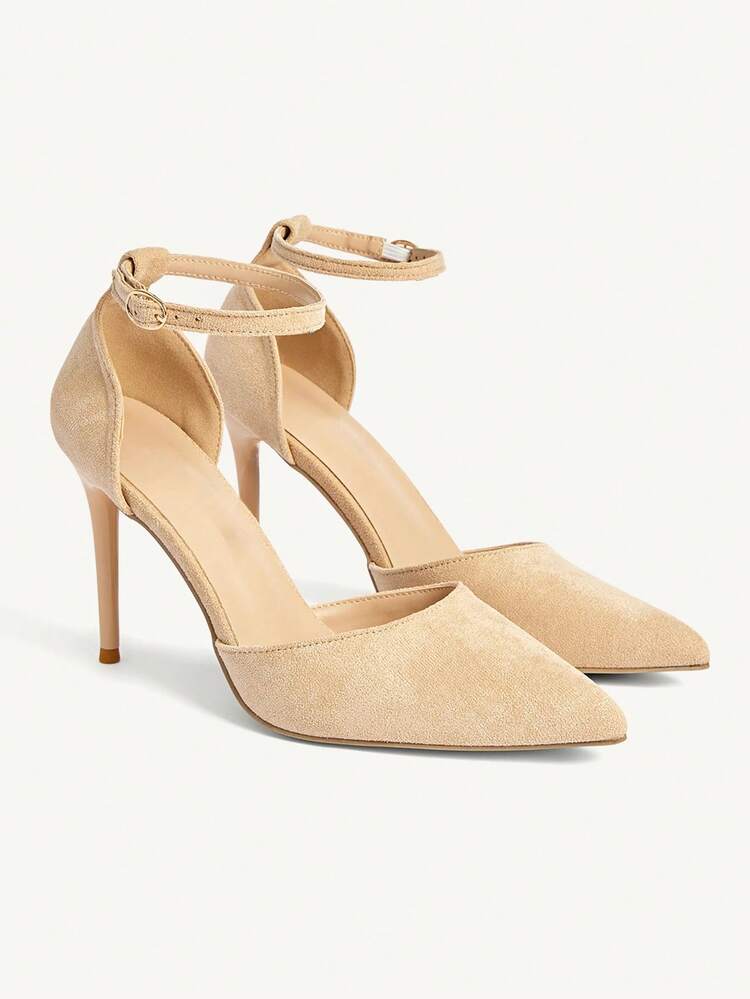 CUCCOO CHICEST Women's New Suede Apricot Pointed Toe High Heel Shoes, Strap Thin Heel Hollow Out Sandals, Elegant & Versatile For Party, Christmas, New Year Valentine's Day Elegant Shoes