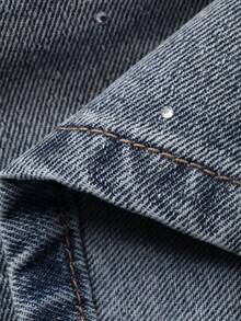 DAZY Tween Girls Rhinestone Embellished Casual Denim Shorts - Dark Wash - View 3