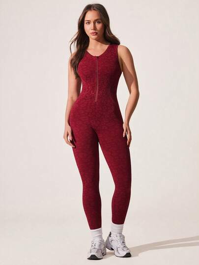 Core Rhythm 1 pieza Mono sin costuras con estampado de leopardo, sin mangas y sin espalda, de ajuste suave y cómodo, adecuado para entrenamiento, correr, uso casual, yoga