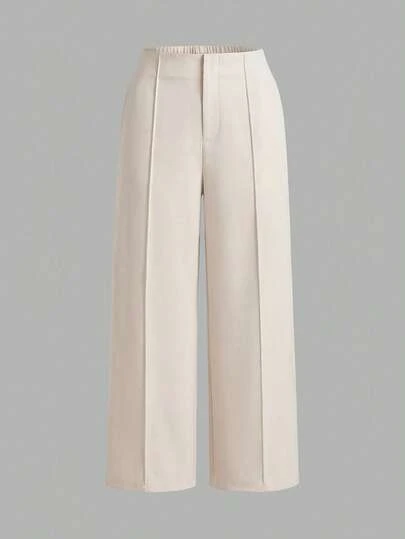 Auralis New Elegant Commuter Straight Leg Pants/Suit-Style Open Front Pleated Apricot Wedding Season Cape Pants/Office Mermaid Style Fitted Trousers