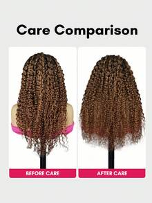 QUICK WEAR 9am Hair Store 即戴即用半头假发，预造型水波纹渐变棕色假发，黑色发根，灵活贴合，三合一半头假发，带抽绳，自然发际线，无缝设计，新手友好，即戴即用，无需胶水，真人发假发，预先拔毛发际线，180% 密度，16-28 英寸。 - S1B/4/30A - 查看 6