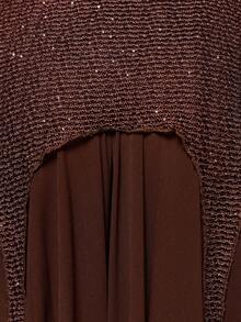 MUSERA Chân váy midi xếp ly bất đối xứng bằng vải lưới đính sequin, gợi cảm cho mùa xuân hè, hẹn hò, đi club, lễ hội, kỳ nghỉ, du lịch, trang phục mùa xuân, Soul Ties. - Cà phê nâu - Xem 6