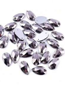 纤细水滴形玻璃多色闪亮手工缝制水晶水钻装饰珠，平底带孔宝石DIY配件，可缝制在衣服、连衣裙、包包、鞋子、胸针、耳环、手工艺品上。 - 彩色 - 查看 52