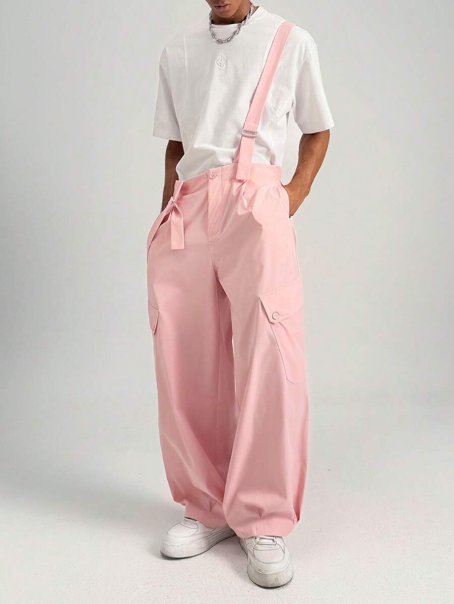 Manfinity Roghcode Mono casual y elegante con correa larga ajustable para uso diario para hombres - Rosa Pálido - Ver 1