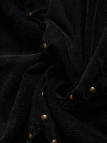 Elaquor Camiseta de tirantes con escote en V, volantes y tachuelas para mujer de talla grande, versátil y elegante para una cita nocturna - Negro - Ver 4