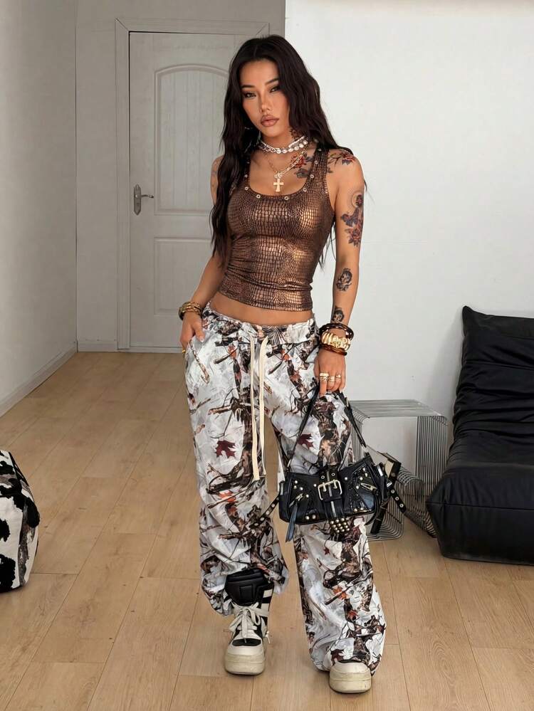 Coolane Women's All-Season Streetwear Vintage Concert Rave Festival Going Out Night Out Renaissance Fair Club Tank Tops - Brown - View 4