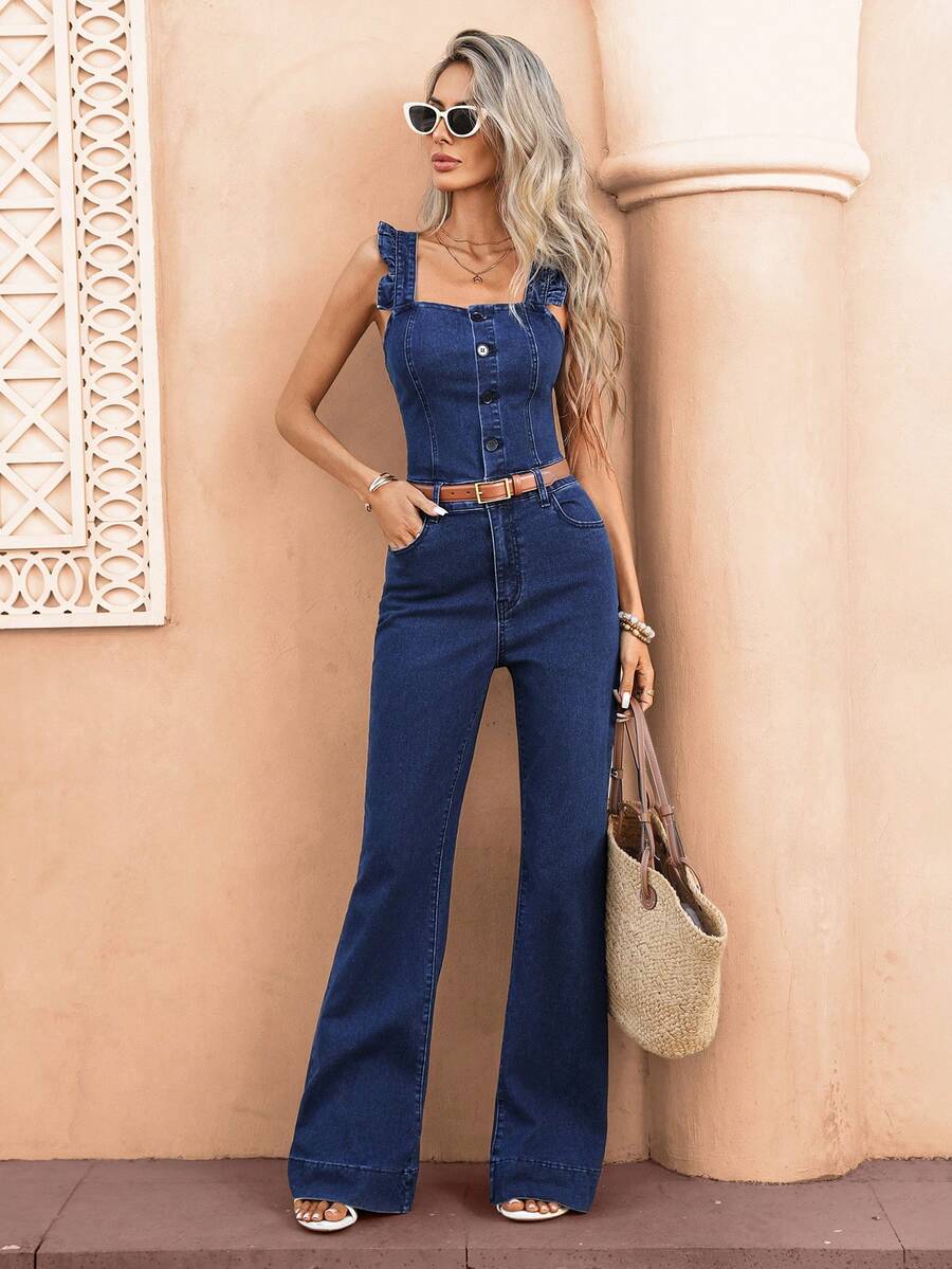 Selianne Mono vaquero sin mangas casual para mujer - Azul - Ver 1