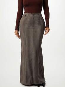 SHEIN SXY Women's Striped Button Slim Fit Versatile Date Outing Skirt - Multicolor - View 3