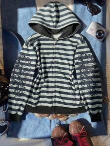 Glimmora Women's Casual Striped Print Zip-Up Sweatshirt, Autumn/Winter - Multicolor - View 1