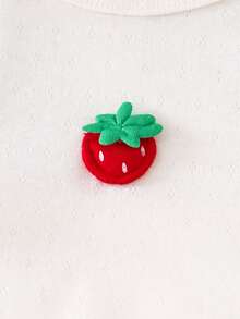 SHEIN Vintaside Kids 2 Pcs Baby Girls Toddler Newborn 0-3 Years Sweet Princess Jacquard Knit Vest Top + Strawberry Tutu Cake Skirt Infant Fruit Clothing Set - Red - View 8