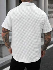 Manfinity CasualCool Áo sơ mi nam tay ngắn màu trơn tối giản phong cách thường ngày - trắng - Xem 2