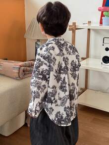 DAZY Infant/Toddler Boys' Korean Style Floral Print Long Sleeve Collared Shirt - Light Grey - View 3