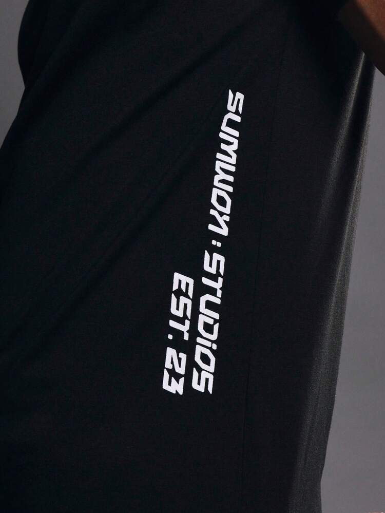 Short Sleeve Crew Neck Tee With Side Text