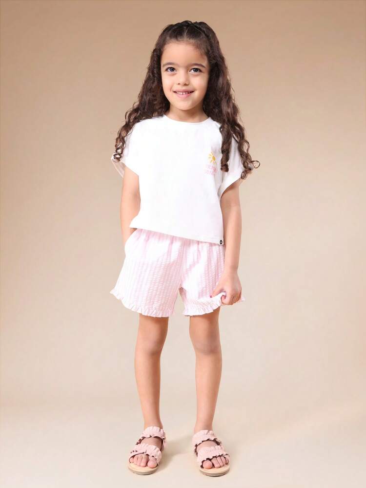 Vacation Grid Tee And Gingham Shorts Set