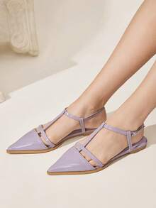 CUCCOO CHICEST 女士鞋履 春夏新款优雅尖头镂空约会通勤平底鞋 - 淡紫色 - 查看 9