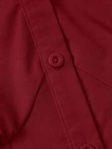 SHEIN MOD Plus Size Vintage Palace Style 2-Piece Set, Gigot Sleeve Shirt And High-Waisted Pleated Skirt, Stylish 2-Piece Outfit For Spring/Summer - Burgundy - View 3