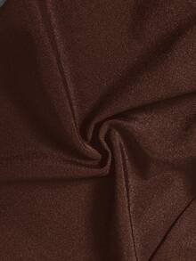 Slaydiva 简约基础款休闲户外露背半高领拉链针织罗纹女式连体裤 - A - 咖啡棕 - 查看 9