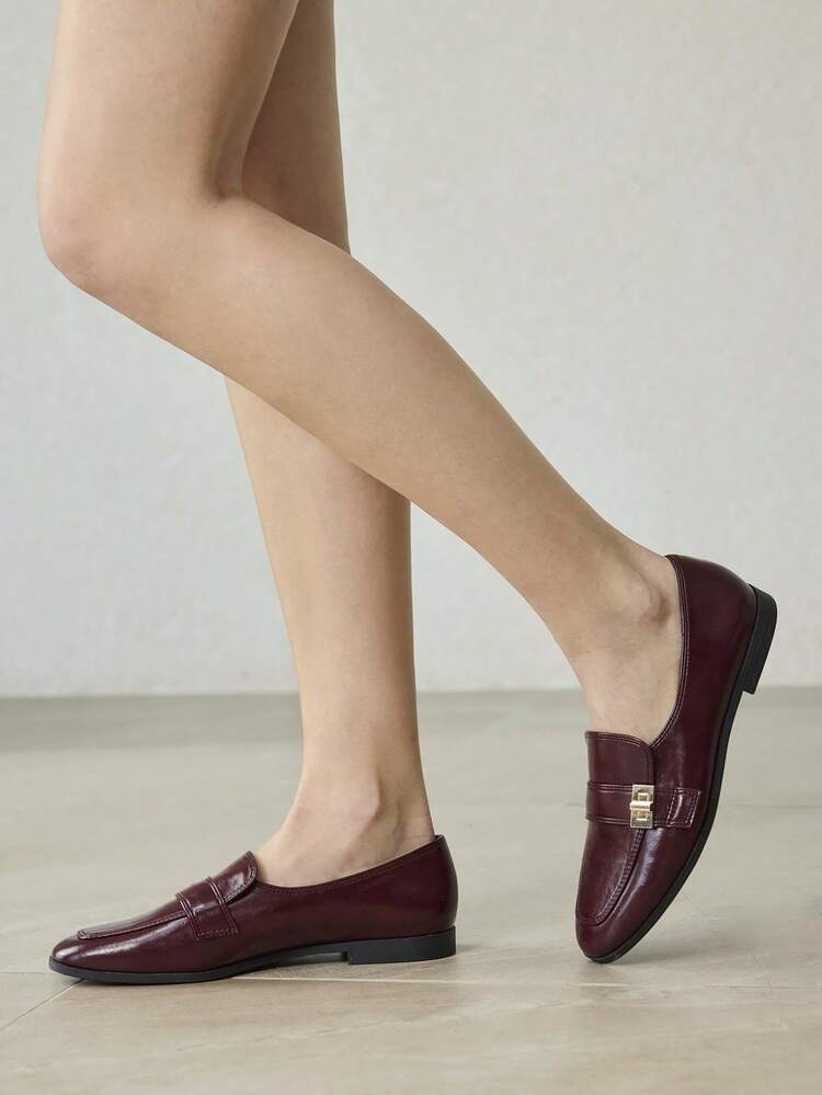 WOMEN PU LEATHER METAL DETAIL FLATS VALENTINE'S DAY SPRING SHOES