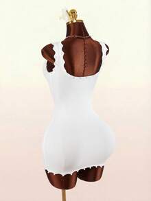 Amplova 2026 New Vacation Wave Collar & Hem Bodycon Mini Dress For Women - White - View 7