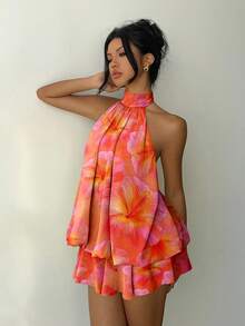 Đầm mini hở lưng buộc dây, màu cam nhuộm tie-dye, họa tiết hoa, thanh lịch và gợi cảm của Aloruh dành cho nữ, thích hợp cho hẹn hò, đi chơi tối, mùa hè, tuần trăng mật, dự đám cưới, nghỉ mát trên đảo, mùa hè, dự tiệc sang trọng, sinh nhật, lễ tình nhân, đi biển, nghỉ hè. - Nhiều màu - Xem 5