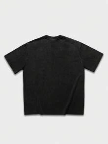 ROMWE MEN Street Life Herren Streetstyle Strass Dekor Lässig Rundhals Kurzarm T-Shirt, Sommer - Schwarz - Übersicht 2
