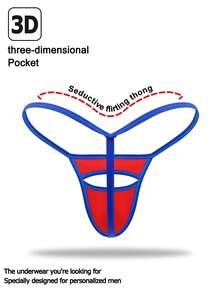 DrisQ 时尚亮红色面料，醒目蓝色滚边，中腰性感男士内裤，单条装 - 紅色 - 查看 2