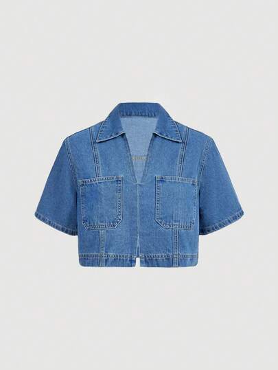 Sweetra 女士时尚休闲百搭短款牛仔上衣