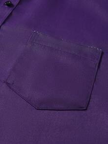 Manfinity Mode Men's Casual Fashion Front Button Long Sleeve Shirt - Purple - View 7