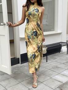 EastFlair 女士时尚中国风露肩收腰旗袍连衣裙 - 彩色 - 查看 5