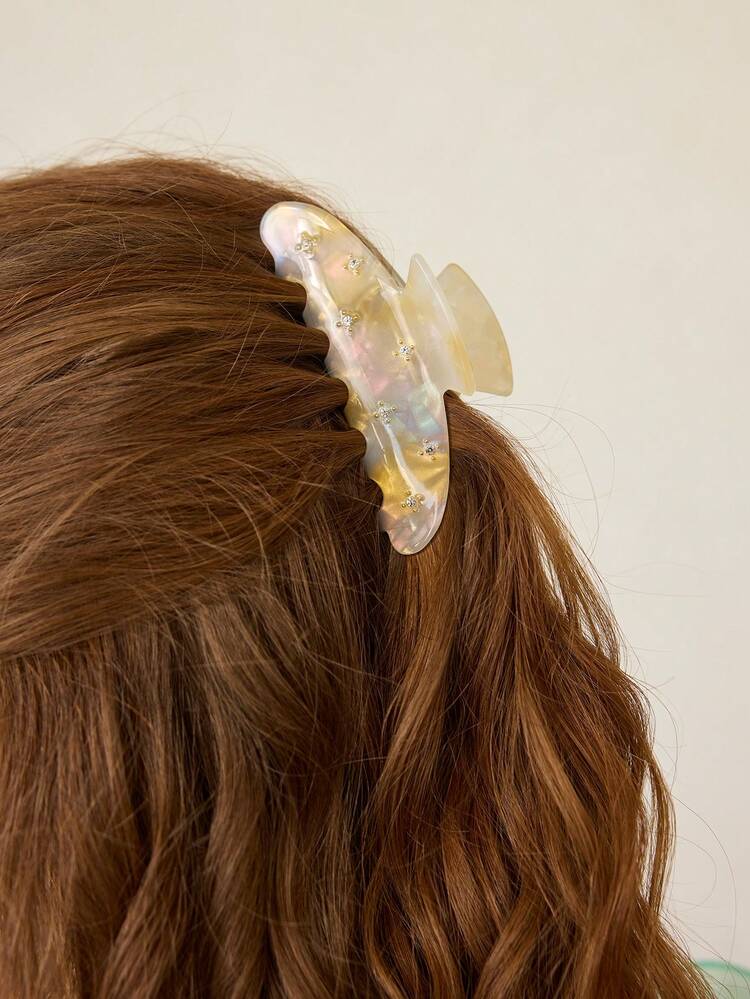ACETIC ACID YELLOW MINI CLAW CLIP WITH INLAID GEMS HAIR CLAWS HAIR CLIPS HAIR JAW CLIP HAIR CLAMPS HAIR CLUTCH HAIR CATCHER CLIP