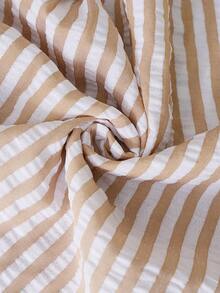 Resyla New Blue Striped Loose Hooded Shirt, Sun Protection - Khaki - View 5