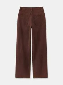 lacRébo 棕色低腰阔腿裤 秋季女装 秋冬 - 咖啡棕 - 查看 8