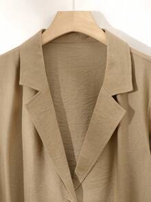 SHEIN Franclia Blazer con cuello y bolsillo con botones para mujer - Marrón - Ver 3