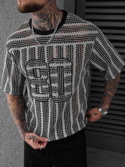 SLATEMANN 男士舒适镂空针织面料畅销圆领短袖T恤，精致80刺绣，适合男士休闲度假、简约办公、日常约会、驾车骑行、日常购物等场合，可单穿或搭配休闲服饰，自用或送礼皆宜。