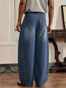 SWAVVY 宽松休闲牛仔裤，带口袋，夏季百搭 - 藍色 - 查看 2