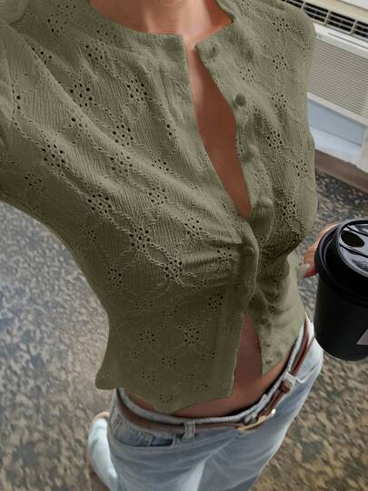 Livesso 女士短款纹理针织提花开衫，休闲商务风，适合秋、春、夏三季穿着