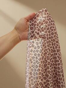 SHEIN Knit Contrast Mesh Leopard Print Girls (Toddler) Dress - Apricot - View 11