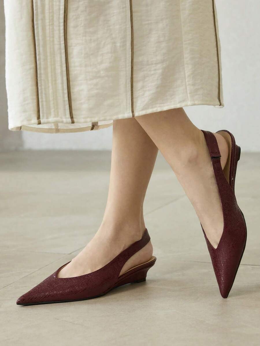 MOTF PREMIUM Tacones de punta fina con tira trasera para mujer, para el Día de San Valentín, zapatos de , tacones para vacaciones de , Pascua, baile de graduación y Navidad - Borgoña 2 - Ver 1