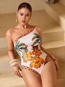 Swim Oasis Plus Size Women Beach Holiday Printed One-Piece Swimsuit - Multicolor - View 1