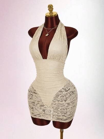 Amplova 水钻装饰露背紧身无袖派对礼服