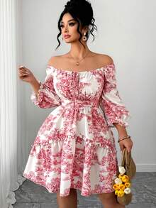 Elenzga Vestido midi con cuello con volantes y cintura con lazo para mujer de talla grande, adecuado para uso casual, vacaciones, trabajo y citas, primavera/verano - Multicolor - Ver 7